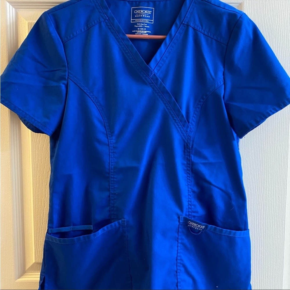 Royal blue scrub top